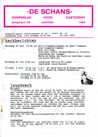 Castenrays dorpsblad De Schans 1993-06-25