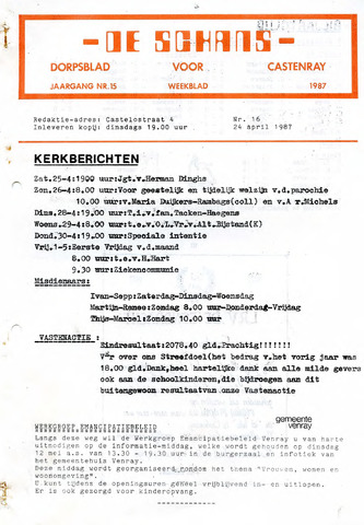 Castenrays dorpsblad De Schans 1987-04-24