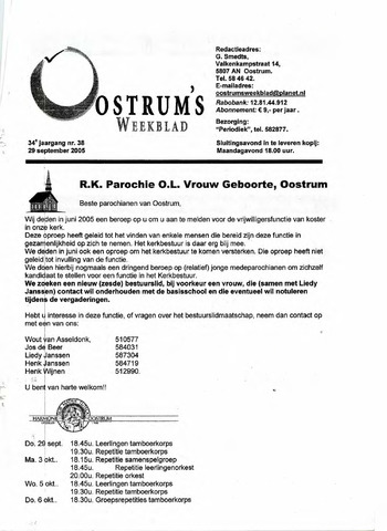 Oostrum's Weekblad 2005-09-29
