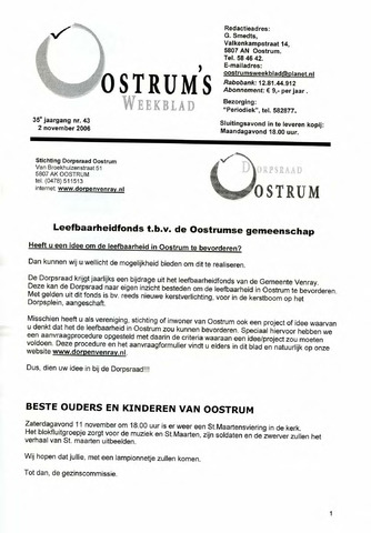 Oostrum's Weekblad 2006-11-02