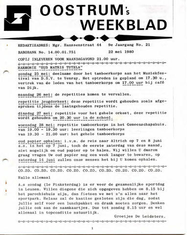 Oostrum's Weekblad 1980-05-22