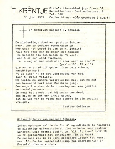 Oirlo's dorpsblad 't Krèntje 1972-06-30