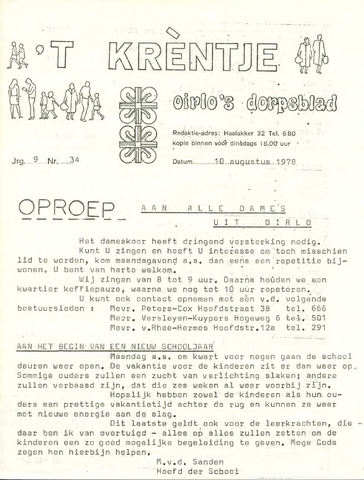 Oirlo's dorpsblad 't Krèntje 1978-08-10