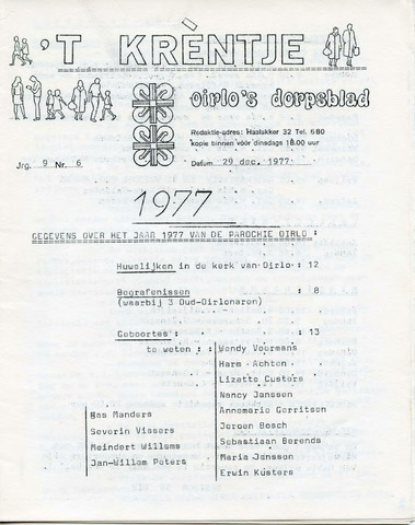 Oirlo's dorpsblad 't Krèntje 1977-12-29
