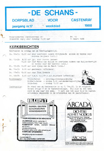 Castenrays dorpsblad De Schans 1988-03-11