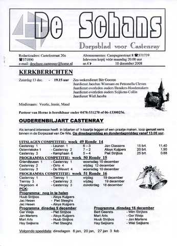 Castenrays dorpsblad De Schans 2008-12-10