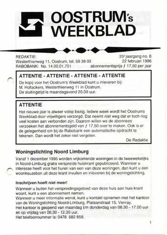 Oostrum's Weekblad 1996-02-22