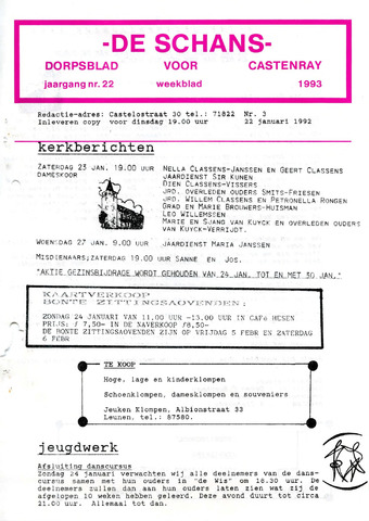 Castenrays dorpsblad De Schans 1993-01-22