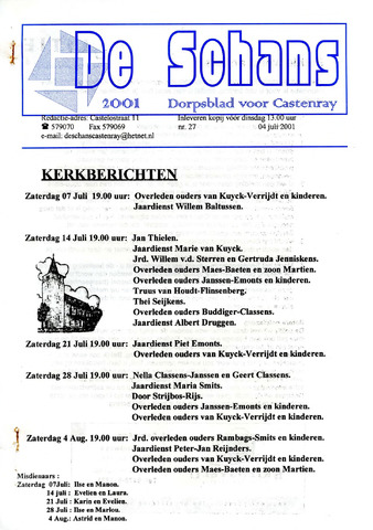 Castenrays dorpsblad De Schans 2001-07-04