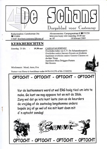 Castenrays dorpsblad De Schans 2009-02-18