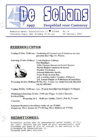 Castenrays dorpsblad De Schans 1997-02-20