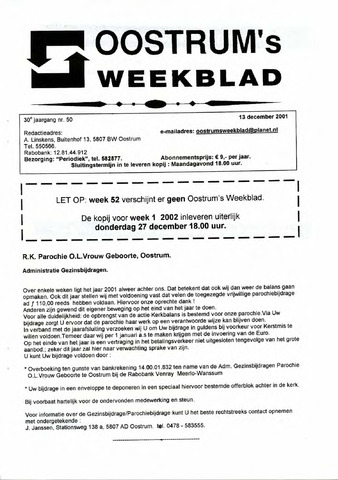 Oostrum's Weekblad 2001-12-13