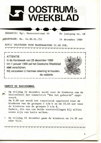 Oostrum's Weekblad 1989-12-14