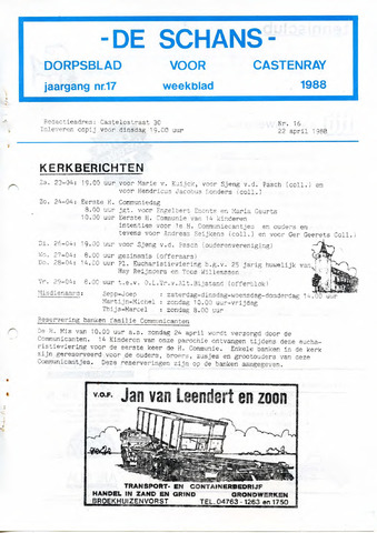 Castenrays dorpsblad De Schans 1988-04-22