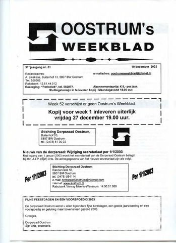 Oostrum's Weekblad 2002-12-19