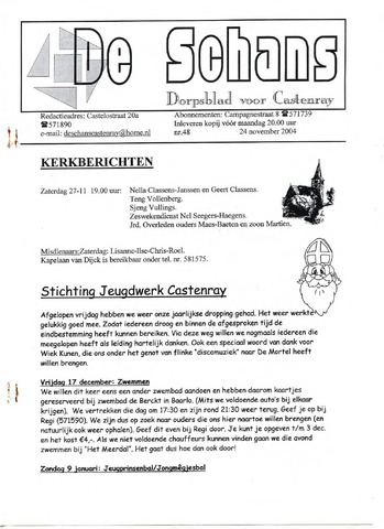Castenrays dorpsblad De Schans 2004-11-24