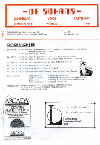 Castenrays dorpsblad De Schans 1987-10-16