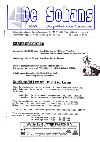 Castenrays dorpsblad De Schans 1998-10-01
