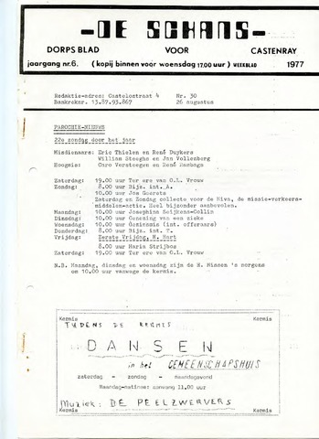 Castenrays dorpsblad De Schans 1977-08-26