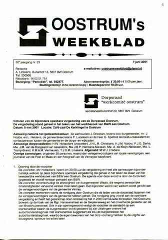 Oostrum's Weekblad 2001-06-07