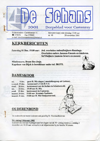 Castenrays dorpsblad De Schans 2001-11-28