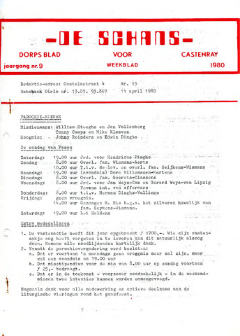 Castenrays dorpsblad De Schans 1980-04-11
