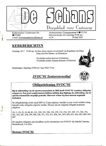 Castenrays dorpsblad De Schans 2005-06-29