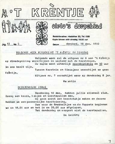 Oirlo's dorpsblad 't Krèntje 1980-12-18