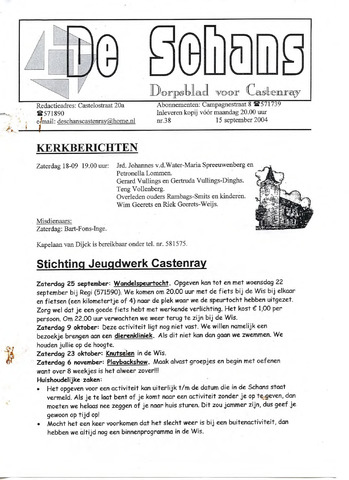 Castenrays dorpsblad De Schans 2004-09-15