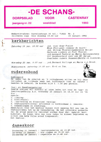 Castenrays dorpsblad De Schans 1993-01-15