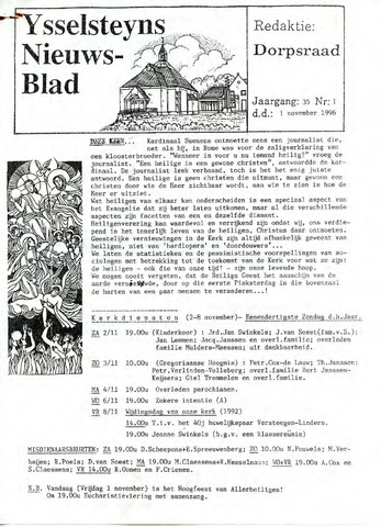 Ysselsteyns Nieuwsblad 1996-11-01