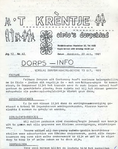 Oirlo's dorpsblad 't Krèntje 1981-10-22