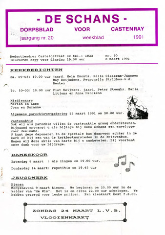 Castenrays dorpsblad De Schans 1991-03-08