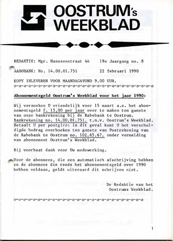 Oostrum's Weekblad 1990-02-22