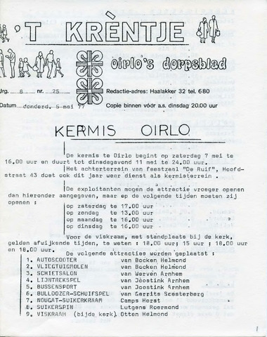 Oirlo's dorpsblad 't Krèntje 1977-05-06