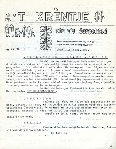 Oirlo's dorpsblad 't Krèntje 1980-02-21