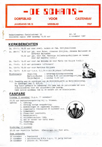 Castenrays dorpsblad De Schans 1987-11-06