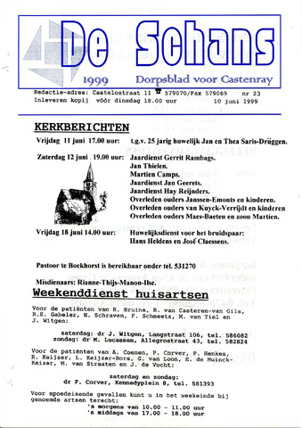 Castenrays dorpsblad De Schans 1999-06-10