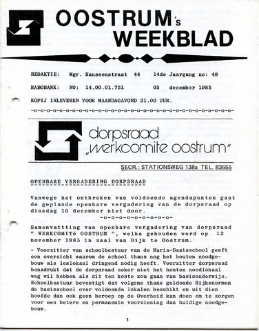 Oostrum's Weekblad 1985-12-05