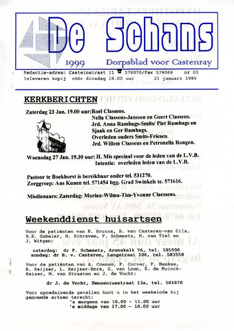Castenrays dorpsblad De Schans 1999-01-21