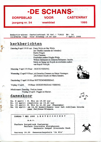 Castenrays dorpsblad De Schans 1995-04-07