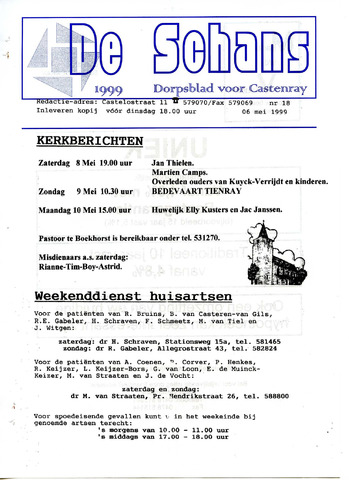 Castenrays dorpsblad De Schans 1999-05-06