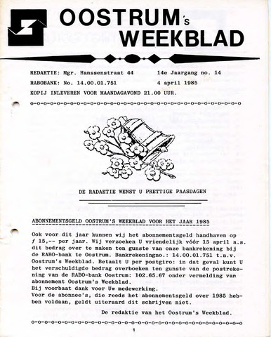 Oostrum's Weekblad 1985-04-04