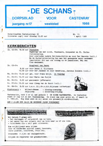 Castenrays dorpsblad De Schans 1988-04-01