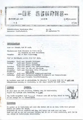Castenrays dorpsblad De Schans 1974-09-20