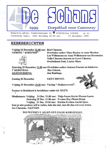 Castenrays dorpsblad De Schans 1999-12-23