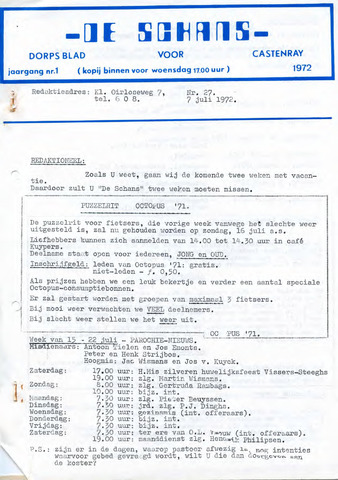 Castenrays dorpsblad De Schans 1972-07-07