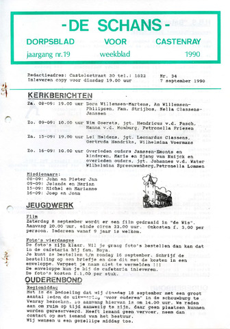 Castenrays dorpsblad De Schans 1990-09-07