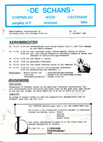 Castenrays dorpsblad De Schans 1988-12-09