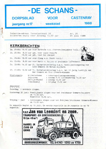 Castenrays dorpsblad De Schans 1988-06-24